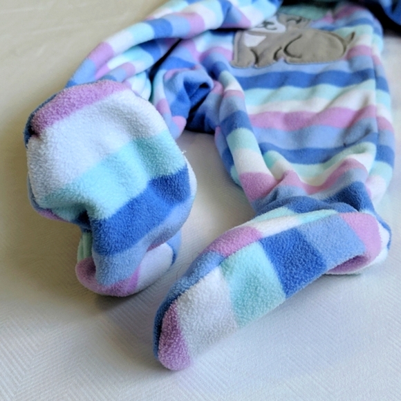carter's striped fleece zipper footie sleeper pajamas 3 months baby girl - Picture 6 of 8